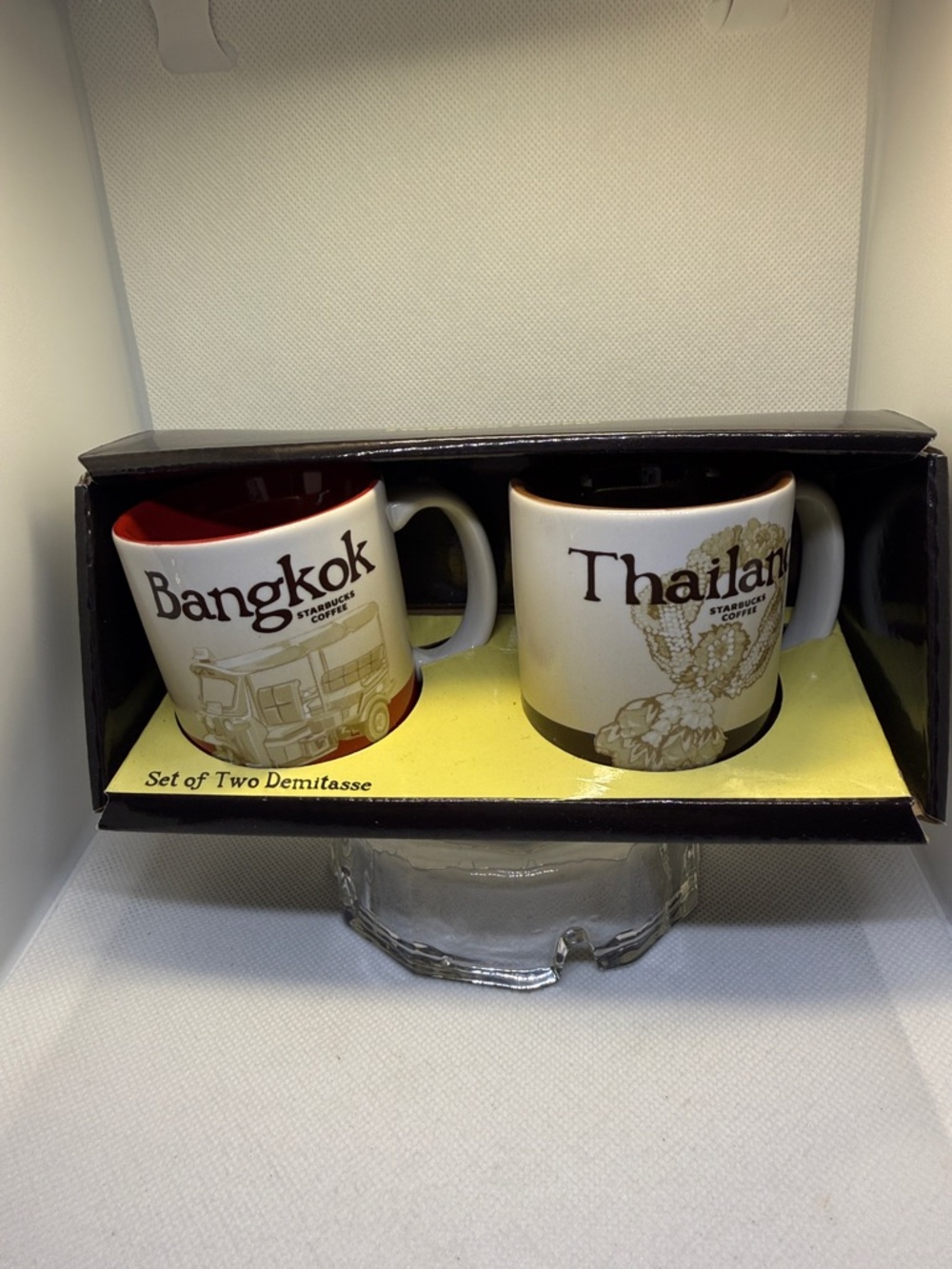 Starbucks Mugs Demitasse Bangkok & Thailand Red & Brown Gold Accents 3 Oz 2019